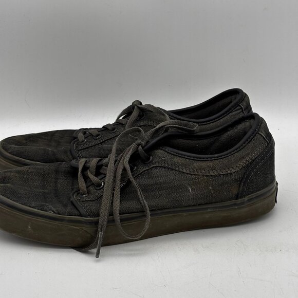 Vans Mens 7 Black Canvas Low Top Skate Shoes Classic Lace Up Sneakers Casual - Picture 5 of 8